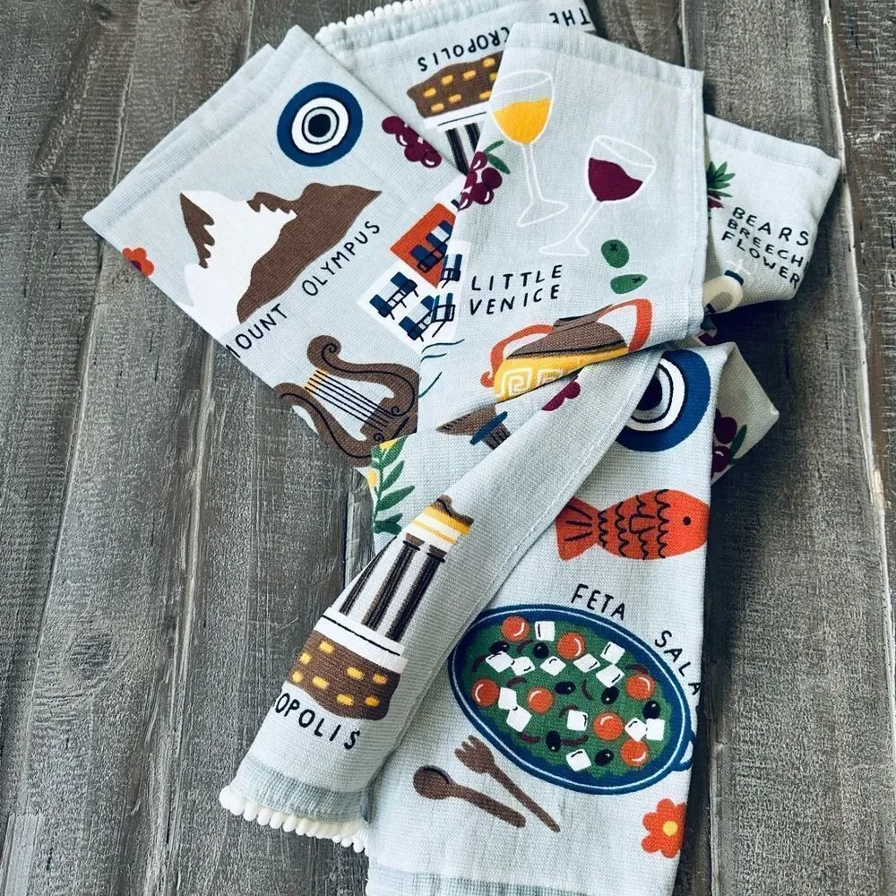 Isaac Mizrahi Greece Santorini Mediterranean Kitchen Dish Towels